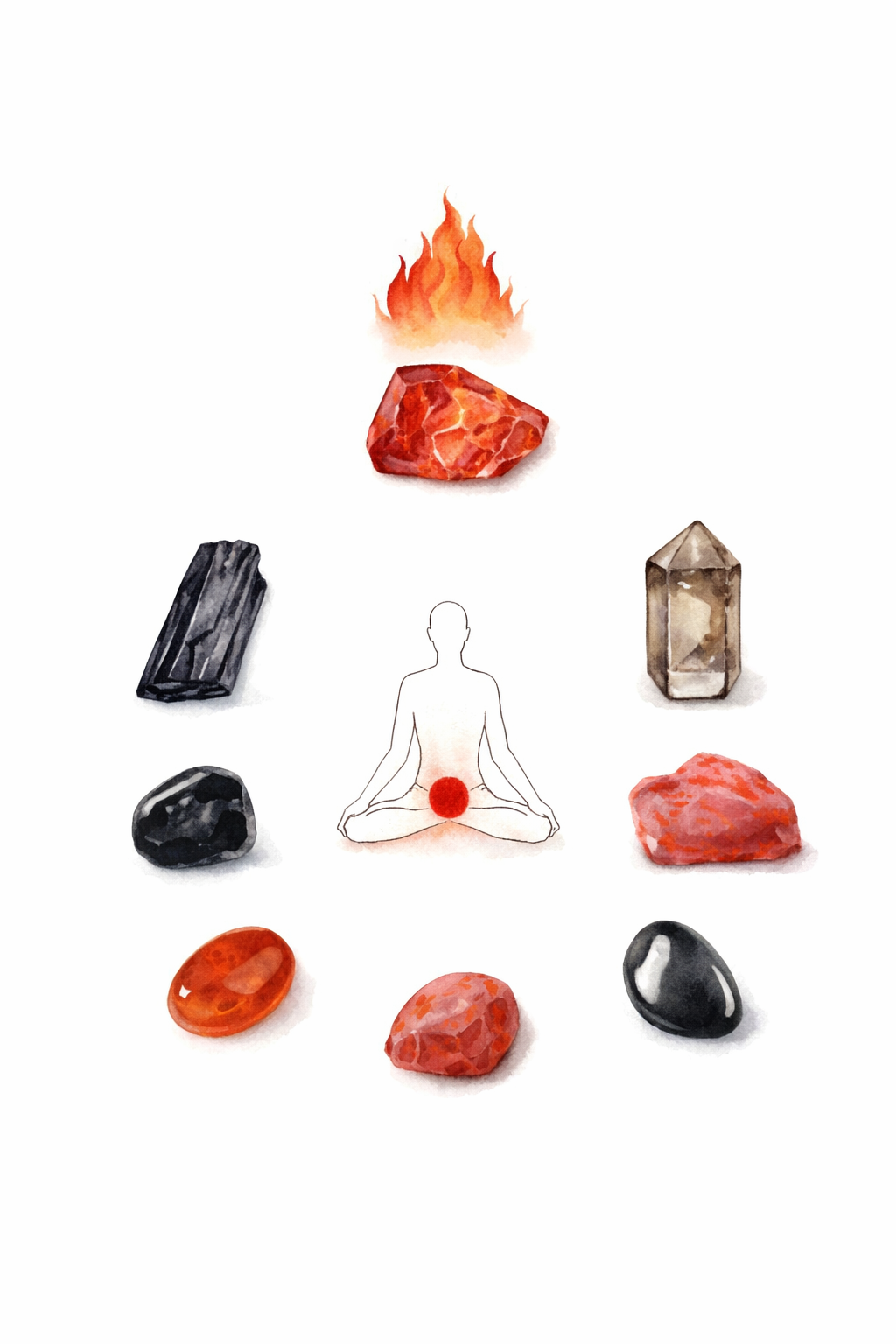 Root Chakra crystal alignment illustration